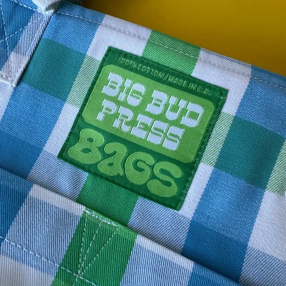 Big Bud Press Green and Blue Checkered Mini Zip Tote Bag NEW! - Picture 2 of 11